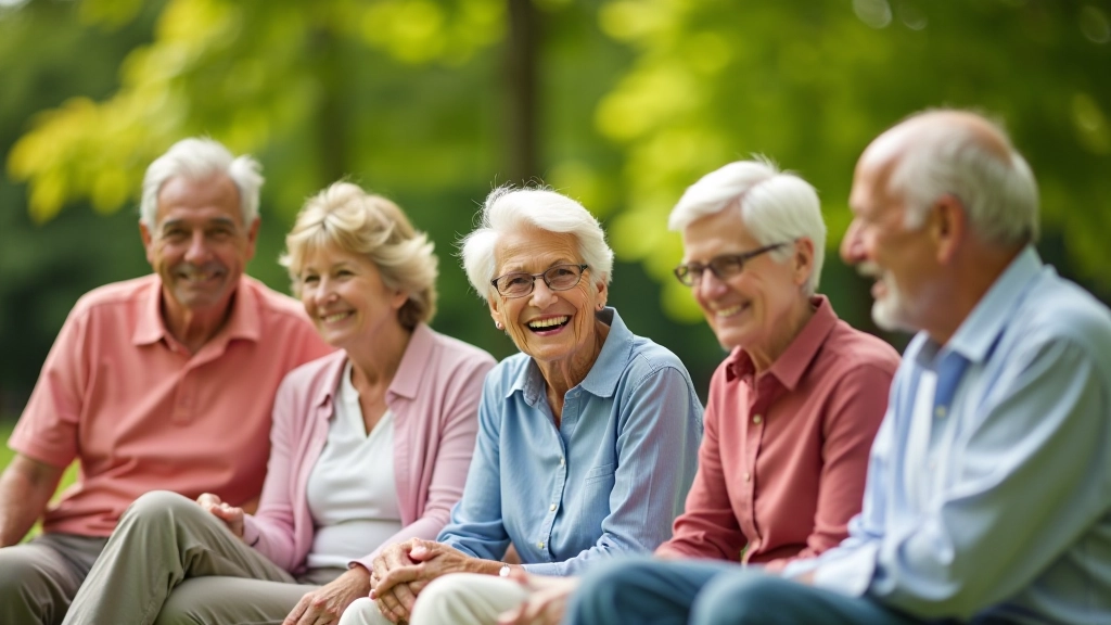 Group of five healthy adults enjoying social wellness activities together