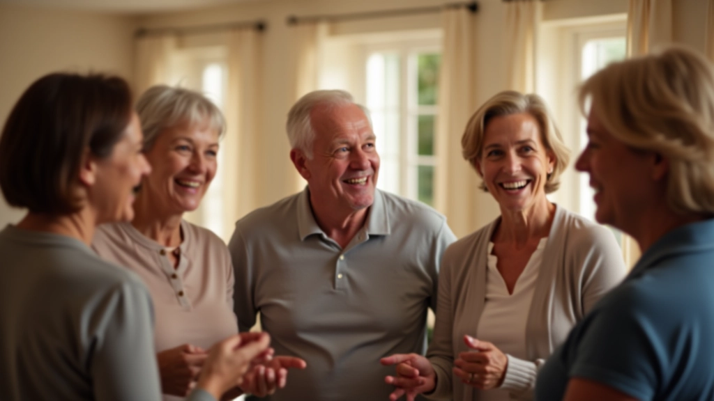 Community gathering of adults enjoying social time after wellness activity